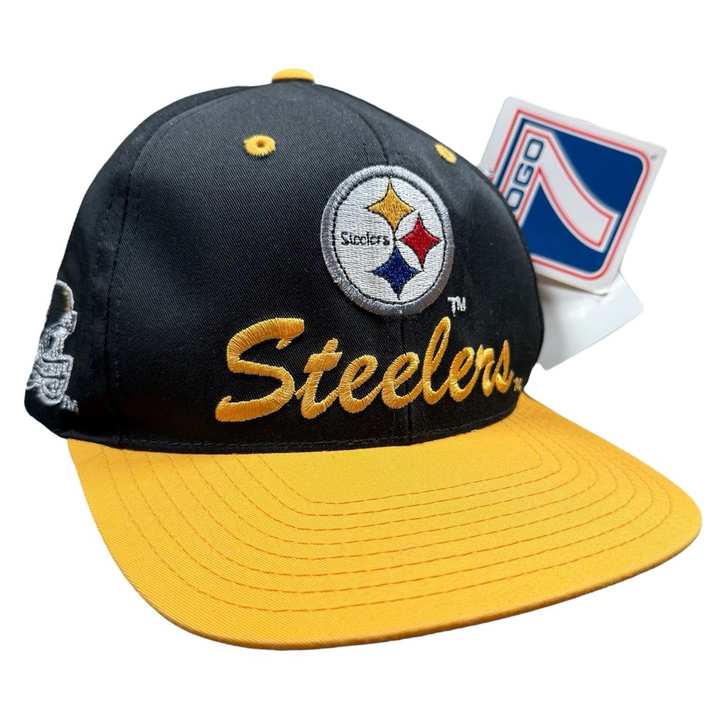 Vintage Logo 7 Pittsburgh Steelers‎ SnapBack Hat Spellout Logo Deadstock NWT